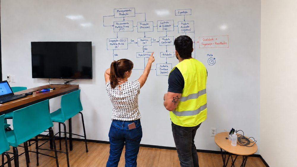 Ana Beatriz Móras investigando um acidente com interface ergonômica junto a um colega